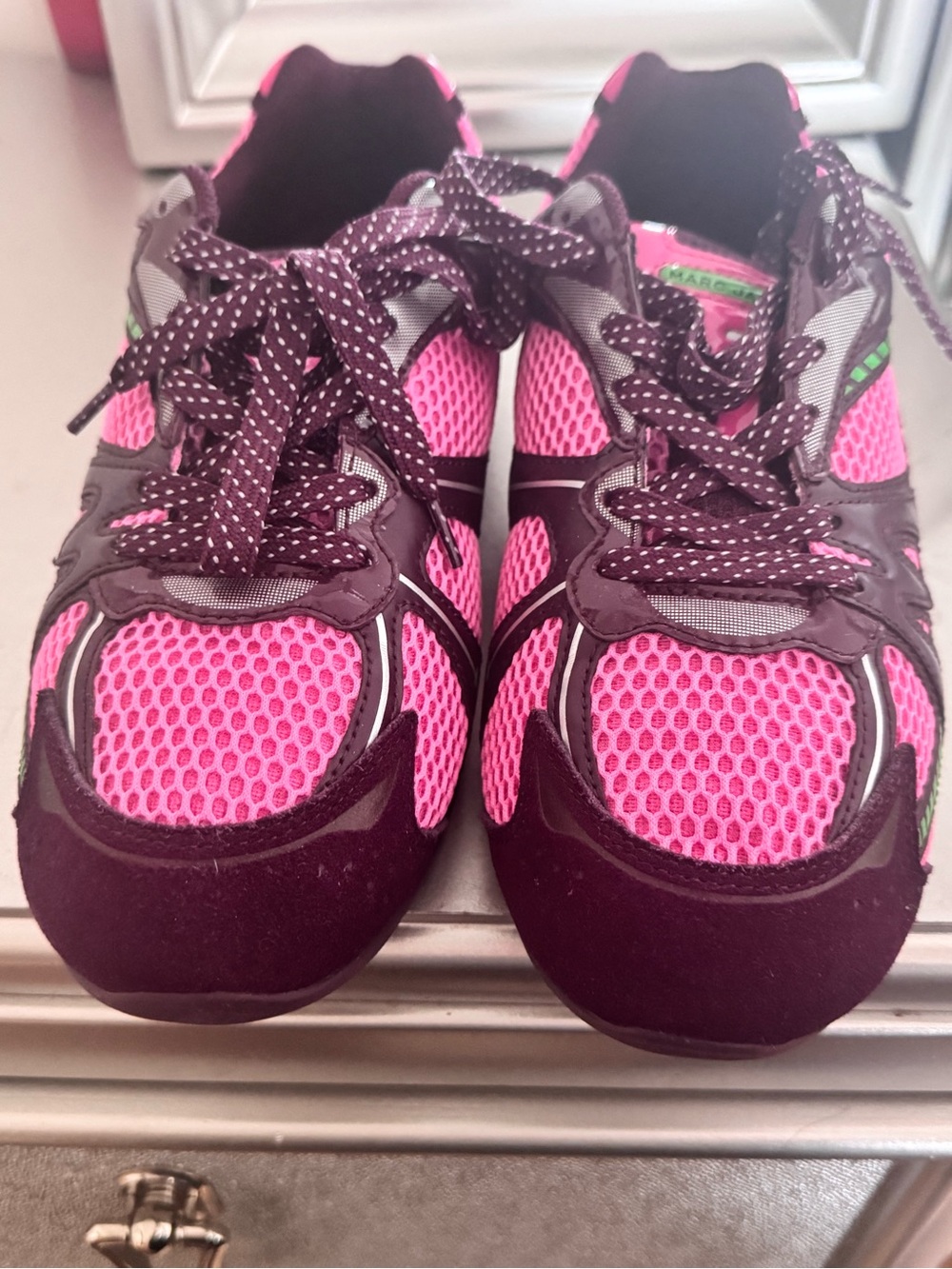 Hot Color and Brand! Marc Jacobs Kids Pink and Dark Purple Mesh Sneakers